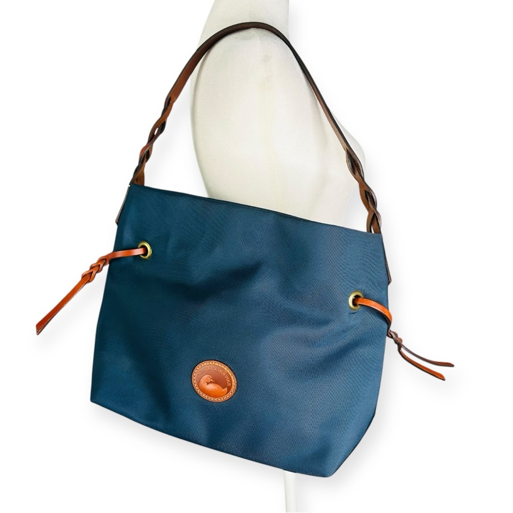 Dooney & Bourke Nylon Shopper Tote Navy Blue with Vachetta Trim NWOT